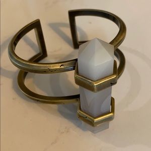 Kendra Scott white banded agate bracelet brass